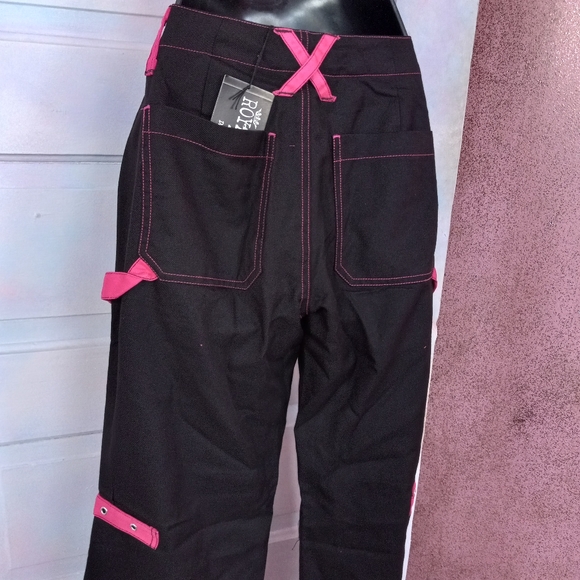Tripp sister brand Royal Bones nwt mall-goth blk&pink corset thigh wideleg pants - Picture 7 of 8